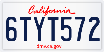 CA license plate 6TYT572
