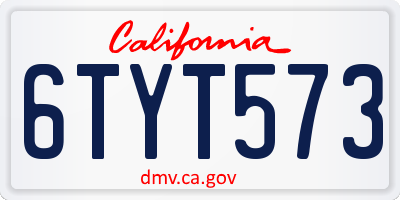 CA license plate 6TYT573
