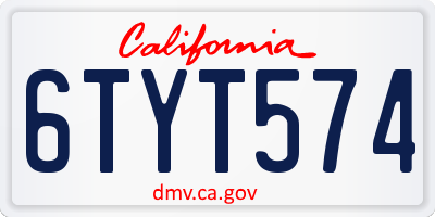 CA license plate 6TYT574