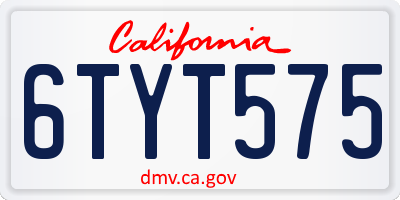 CA license plate 6TYT575