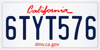 CA license plate 6TYT576