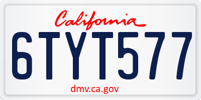 CA license plate 6TYT577
