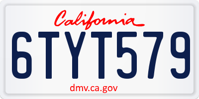 CA license plate 6TYT579