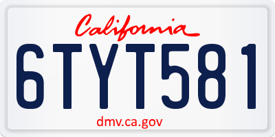 CA license plate 6TYT581