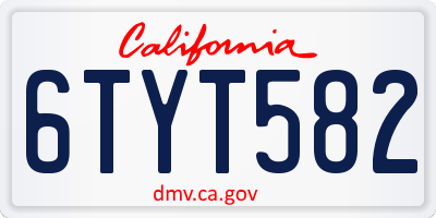 CA license plate 6TYT582