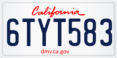 CA license plate 6TYT583
