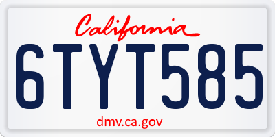 CA license plate 6TYT585