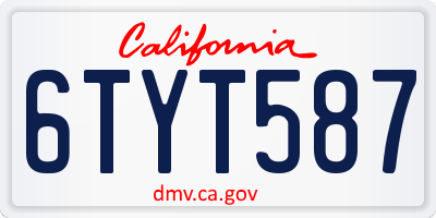 CA license plate 6TYT587