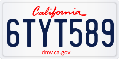 CA license plate 6TYT589