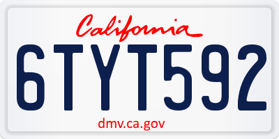 CA license plate 6TYT592