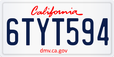 CA license plate 6TYT594