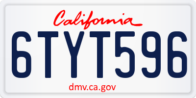 CA license plate 6TYT596