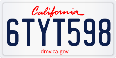 CA license plate 6TYT598