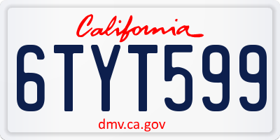 CA license plate 6TYT599
