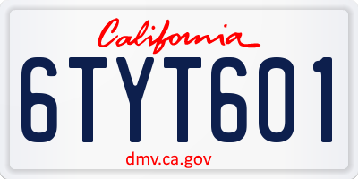 CA license plate 6TYT601