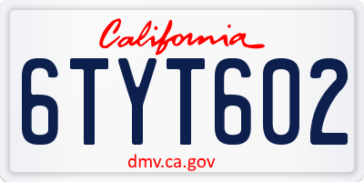 CA license plate 6TYT602
