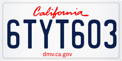 CA license plate 6TYT603