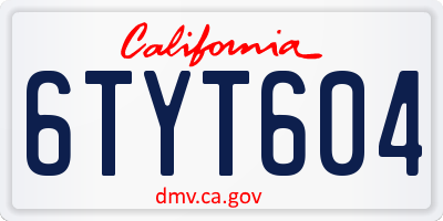 CA license plate 6TYT604