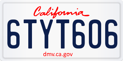 CA license plate 6TYT606