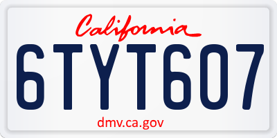 CA license plate 6TYT607