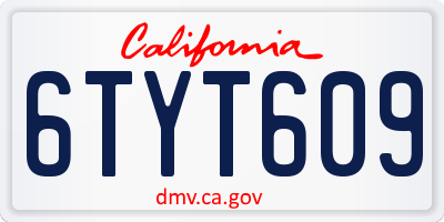 CA license plate 6TYT609