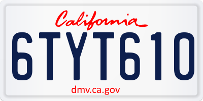 CA license plate 6TYT610