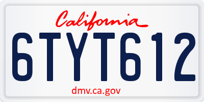 CA license plate 6TYT612