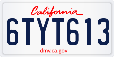 CA license plate 6TYT613