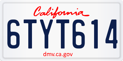 CA license plate 6TYT614