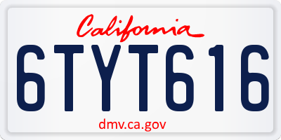 CA license plate 6TYT616