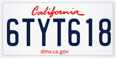CA license plate 6TYT618