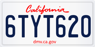CA license plate 6TYT620