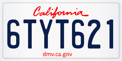 CA license plate 6TYT621
