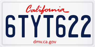 CA license plate 6TYT622