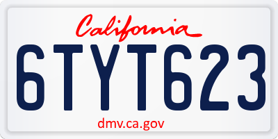 CA license plate 6TYT623