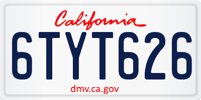 CA license plate 6TYT626