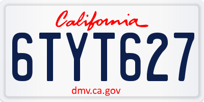 CA license plate 6TYT627