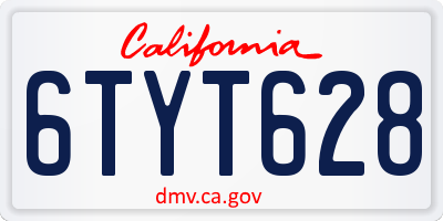 CA license plate 6TYT628