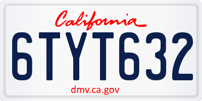 CA license plate 6TYT632