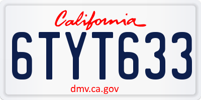 CA license plate 6TYT633