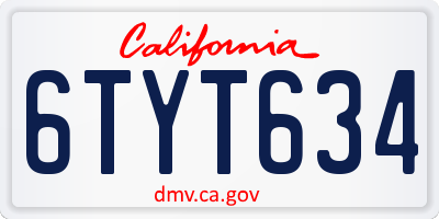 CA license plate 6TYT634