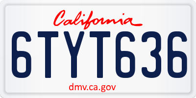 CA license plate 6TYT636