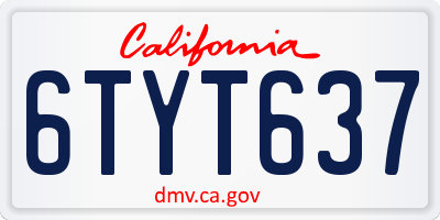 CA license plate 6TYT637