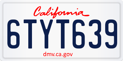 CA license plate 6TYT639