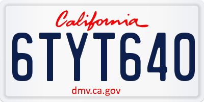 CA license plate 6TYT640