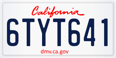 CA license plate 6TYT641