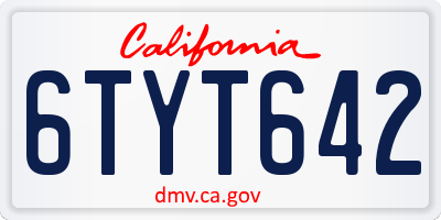 CA license plate 6TYT642