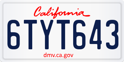 CA license plate 6TYT643