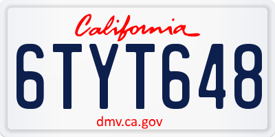 CA license plate 6TYT648