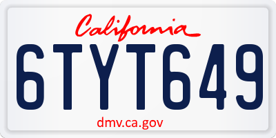 CA license plate 6TYT649